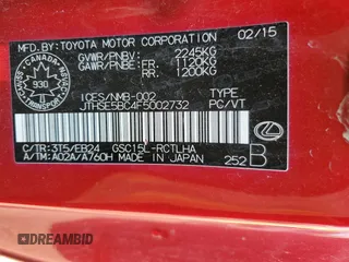 2015 Lexus RC 350 F Sport с VIN JTHSE5BC4F5002732, выставлен на аукционе Copart как лот 59573685 с пробегом 133 029 миль миль и Списание • Salvage title. История ставок и продаж доступна на DreamBid. Изображение 13.