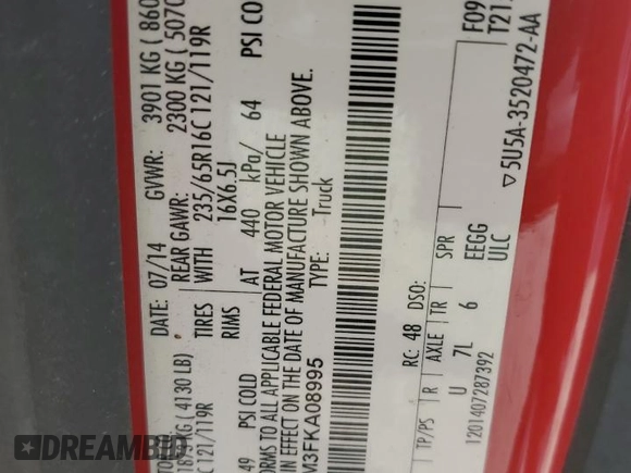 2015 Ford Transit Cargo with VIN 1FTNE2CM3FKA08995, listed as a Copart auction lot 86968174 with 237,407 mi miles and Salvage Title. Bid and sale history available at carsss.com. Image 13.