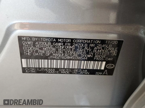 2021 Lexus IS 350 F Sport z VIN JTHGZ1B28M5038544, wystawiony jako Copart lot #51353065 z przebiegiem 62 356 mil mil oraz Szkoda całkowita • Salvage title. Historia ofert i sprzedaży dostępna na DreamBid. Obrazek 12.