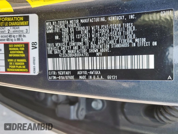 2011 Toyota Venza with VIN 4T3ZA3BB4BU044795, listed as a Copart auction lot 52279965 with 152,977 mi miles and Salvage Title. Bid and sale history available at carsss.com. Image 14.