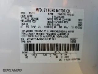 2019 Ford Edge SEL with VIN 2FMPK4J95KBC11141, listed as a Copart auction lot 44073995 with NaN miles and Salvage Title. Bid and sale history available at carsss.com. Image 16.