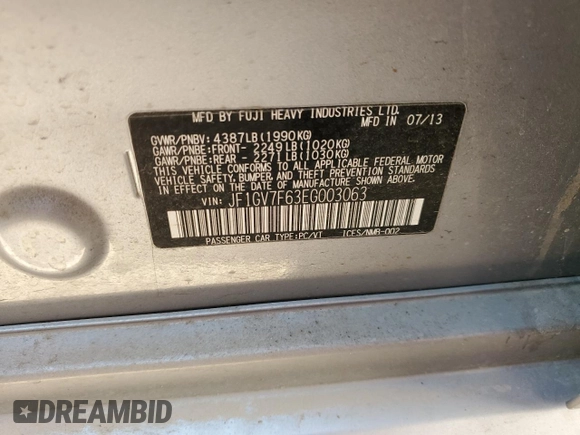 2014 Subaru Impreza Sedan WRX WRX with VIN JF1GV7F63EG003063, listed as a Copart auction lot 81385724 with 84,413 mi miles and Clean Title. Bid and sale history available at carsss.com. Image 12.