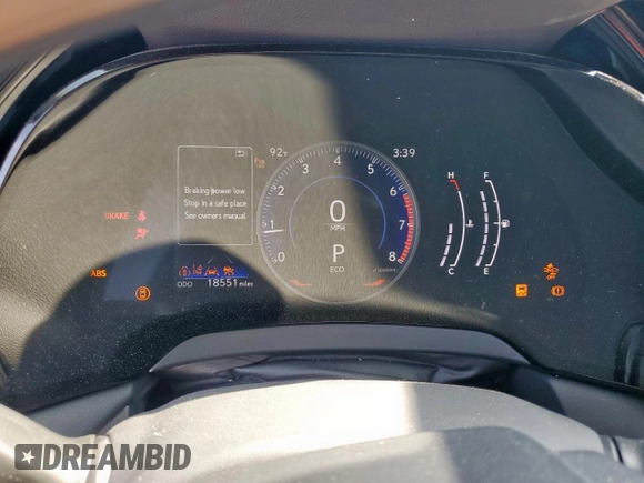 2023 Lexus RX 350 with VIN JTJCHMAA7P2002344, listed as a Copart auction lot 58018015 with 18,551 mi miles and Salvage title. Bid and sale history available at DreamBid. Image 9.