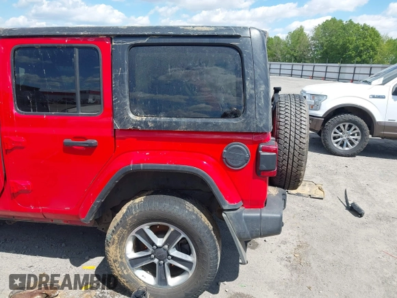 2018 Jeep Wrangler Unlimited Sahara with VIN 1C4HJXEG6JW174359, listed as a IAAI auction lot 42009968 with 79,830 mi miles and . Bid and sale history available at DreamBid. Image 21.