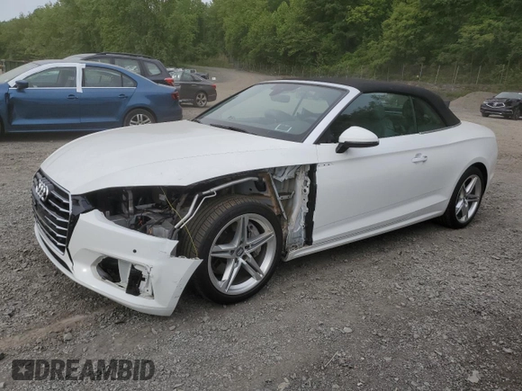 2018 Audi A5 Cabriolet Premium Plus z VIN WAUYNGF59JN017168, wystawiony jako Copart lot #57967415 z przebiegiem 12 383 mil mil oraz Szkoda całkowita • Salvage title. Historia ofert i sprzedaży dostępna na DreamBid. Obrazek 1.