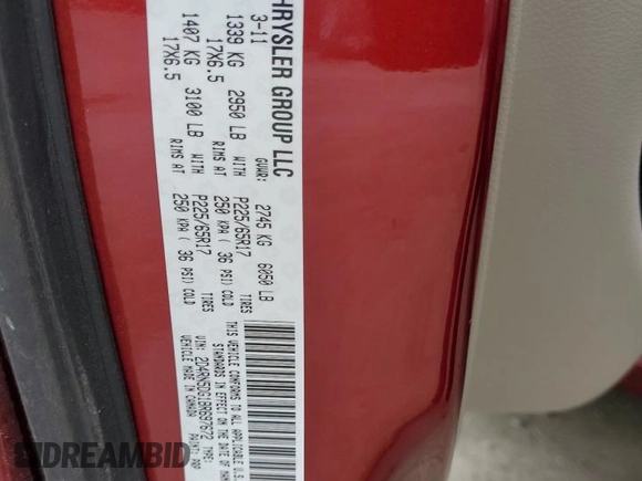 2011 Dodge Grand Caravan Crew with VIN 2D4RN5DG1BR697672, listed as a Copart auction lot 54875495 with 129,892 mi miles and Non Repairable. Bid and sale history available at DreamBid. Image 14.
