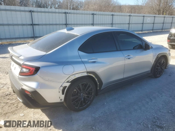 2022 Subaru WRX Premium with VIN JF1VBAF67N9023513, listed as a Copart auction lot 46954125 with 15,585 mi miles and Salvage Title. Bid and sale history available at carsss.com. Image 3.
