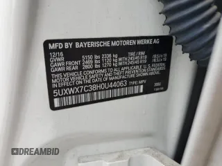 2017 BMW X3 xDrive35i with VIN 5UXWX7C38H0U44063, listed as a Copart auction lot 44501435 with 78,302 mi miles and Salvage Title. Bid and sale history available at DreamBid. Image 13.