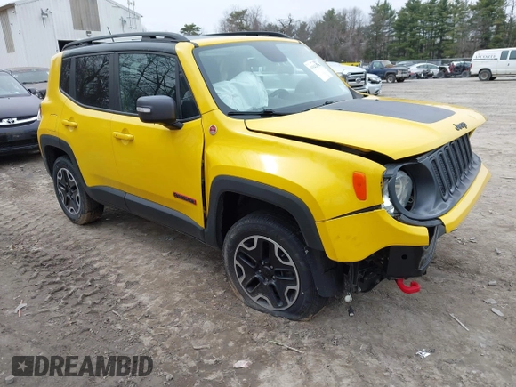 2016 Jeep Renegade Trailhawk with VIN ZACCJBCT2GPC79676, listed as a IAAI auction lot 41941450 with 107,519 mi miles and . Bid and sale history available at carsss.com. Image 1.