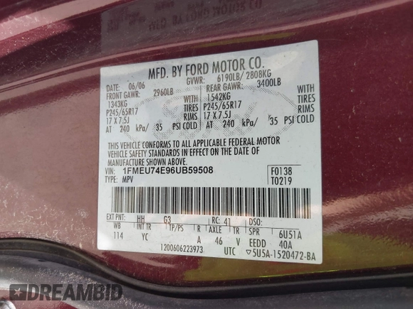 2006 Ford Explorer Eddie Bauer с VIN 1FMEU74E96UB59508, выставлен на аукционе IAAI как лот 42634592 с пробегом 197 617 миль миль и . История ставок и продаж доступна на DreamBid. Изображение 9.