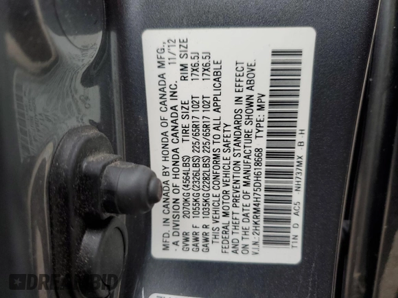 2013 Honda CR-V EX-L with VIN 2HKRM4H75DH618668, listed as a Copart auction lot 51137975 with 115,237 mi miles and Non Repairable. Bid and sale history available at carsss.com. Image 15.