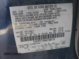 2006 Ford Five Hundred SEL with VIN 1FAFP271X6G148114, listed as a IAAI auction lot 41426434 with 202,760 mi miles. Bid and sale history available at carsss.com. Image 9.