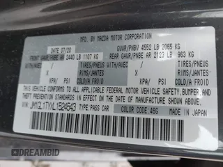 2020 Mazda 6 Grand Touring with VIN JM1GL1TYXL1524543, listed as a IAAI auction lot 41474337 with 52,160 mi miles and . Bid and sale history available at DreamBid. Image 9.