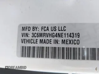 2022 Ram ProMaster Cargo with VIN 3C6MRVHG4NE114319, listed as a IAAI auction lot 41944344 with 21,896 mi miles and . Bid and sale history available at DreamBid. Image 9.