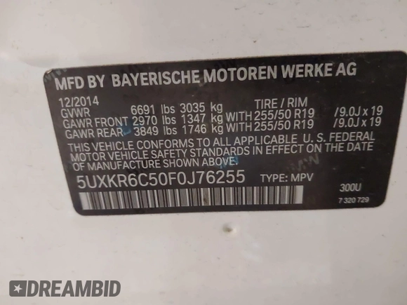 2015 BMW X5 xDrive50i z VIN 5UXKR6C50F0J76255, wystawiony jako IAAI lot #42104019 z przebiegiem 74 400 mil mil oraz . Historia ofert i sprzedaży dostępna na DreamBid. Obrazek 9.