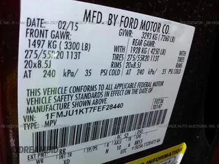 2015 Ford Expedition Limited с VIN 1FMJU1KT7FEF28440, выставлен на аукционе IAAI как лот 23274726 с пробегом 24 802 миль миль и . История ставок и продаж доступна на DreamBid. Изображение 9.