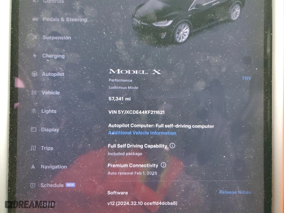 2019 Tesla Model X P100D with VIN 5YJXCDE44KF211621, listed as a Copart auction lot 87861185 with NaN miles and Salvage Title. Bid and sale history available at carsss.com. Image 9.