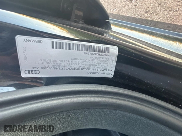 2016 Audi A6 3.0T Premium Plus with VIN WAUFGAFC6GN042406, listed as a Copart auction lot 53582495 with 185,560 mi miles and Clean Title. Bid and sale history available at carsss.com. Image 10.