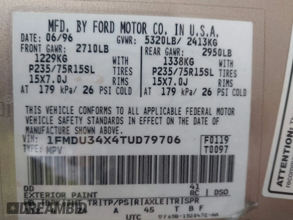 1996 Ford Explorer XL z VIN 1FMDU34X4TUD79706, wystawiony jako IAAI lot #41105853 z przebiegiem 152 175 mil mil oraz . Historia ofert i sprzedaży dostępna na DreamBid. Obrazek 9.