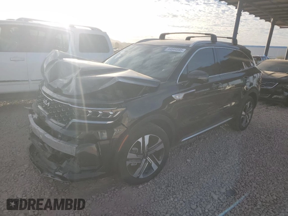 2023 Kia Sorento SX Prestige with VIN KNDRMDLH1P5205778, listed as a Copart auction lot 44644595 with 33,160 mi miles and Salvage title. Bid and sale history available at DreamBid. Image 1.
