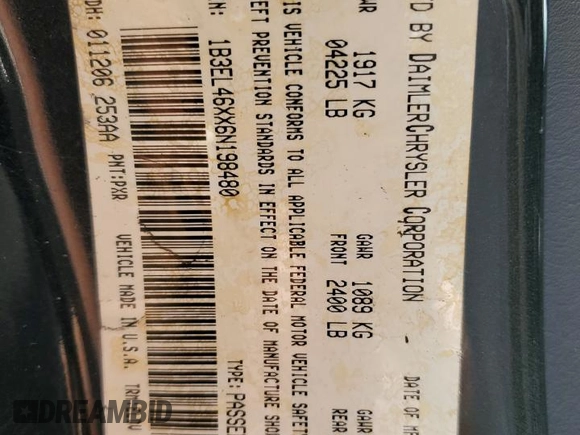 2006 Dodge Stratus SXT z VIN 1B3EL46XX6N198480, wystawiony jako Copart lot #68364854 z przebiegiem 141 831 mil mil oraz Szkoda całkowita • Salvage title. Historia ofert i sprzedaży dostępna na DreamBid. Obrazek 12.