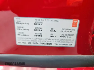 2017 Tesla Model S 60 с VIN 5YJSA1E11HF231340, выставлен на аукционе Copart как лот 62087375 с пробегом 74 303 миль миль и Списание • Salvage title. История ставок и продаж доступна на DreamBid. Изображение 12.