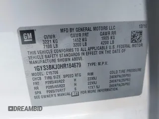2017 Cadillac Escalade Luxury z VIN 1GYS3BKJ0HR184679, wystawiony jako IAAI lot #41690198 z przebiegiem 116 512 mil mil oraz . Historia ofert i sprzedaży dostępna na DreamBid. Obrazek 9.