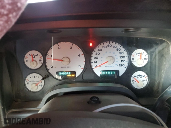 2005 Dodge 3500 SLT z VIN 3D7LR38CX5G757046, wystawiony jako Copart lot #41988005 z przebiegiem 240 092 mil mil oraz Szkoda całkowita • Salvage title. Historia ofert i sprzedaży dostępna na DreamBid. Obrazek 9.