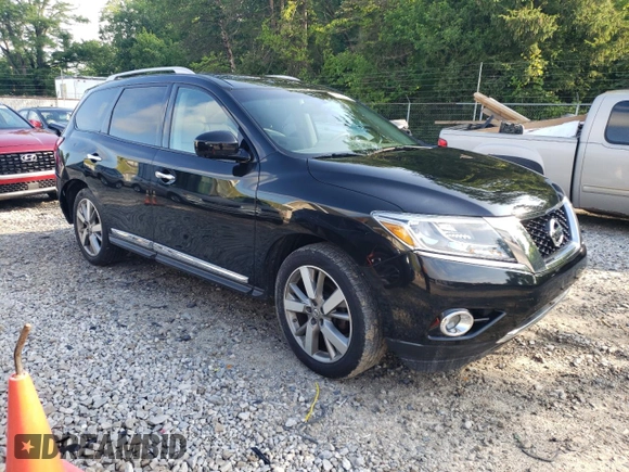2015 Nissan Pathfinder Platinum with VIN 5N1AR2MM3FC697539, listed as a Copart auction lot 63624355 with 97,370 mi miles and Salvage title. Bid and sale history available at DreamBid. Image 4.