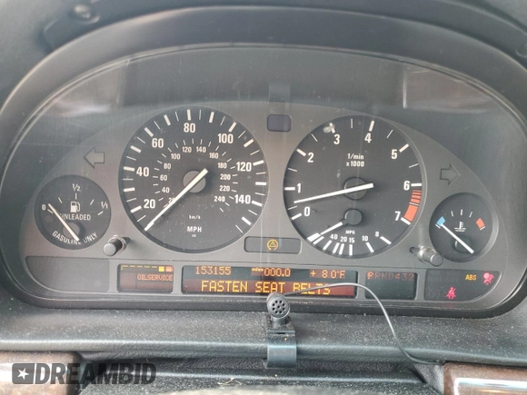 1995 BMW 7 Series 740i with VIN WBAGF6325SDH05563, listed as a Copart auction lot 60356245 with 153,155 mi miles and Clean title. Bid and sale history available at DreamBid. Image 9.