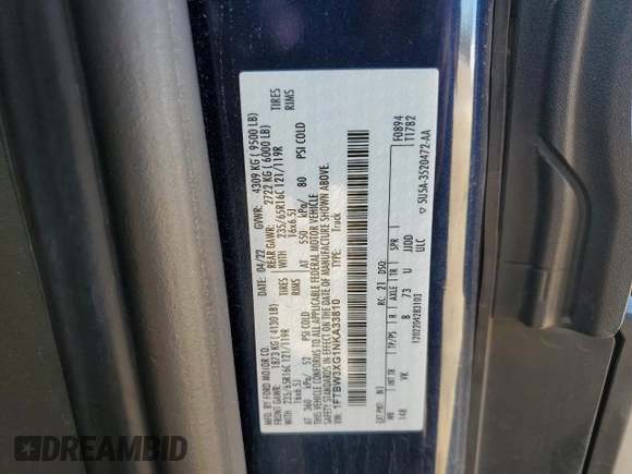 2022 Ford Transit Cargo with VIN 1FTBW3XG1NKA33810, listed as a Copart auction lot 89281005 with 287,410 mi miles and Clean Title. Bid and sale history available at carsss.com. Image 14.