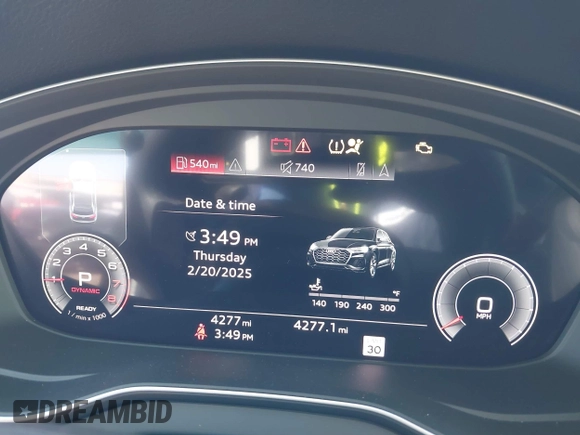 2024 Audi Q5 S line Premium Plus with VIN WA1EAAFY5R2120135, listed as a IAAI auction lot 41618880 with 4,277 mi miles and . Bid and sale history available at DreamBid. Image 7.