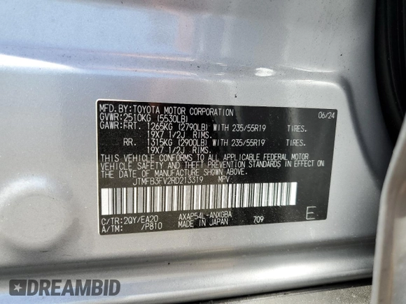 2024 Toyota RAV4 XSE z VIN JTMFB3FV2RD213319, wystawiony jako Copart lot #57088405 z przebiegiem Nie podano mil oraz Szkoda całkowita • Salvage title. Historia ofert i sprzedaży dostępna na DreamBid. Obrazek 13.