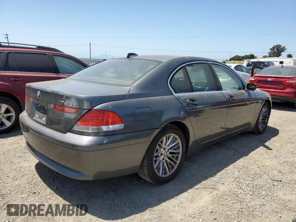 2005 BMW 7 Series with VIN WBAGL63545DP74927, listed as a Copart auction lot 58099475 with 81,387 mi miles and Clean title. Bid and sale history available at DreamBid. Image 3.