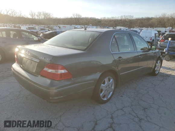 2004 Lexus LS 430 with VIN JTHBN36F440149975, listed as a Copart auction lot 49853965 with Not Provided miles and Salvage Title. Bid and sale history available at DreamBid. Image 3.