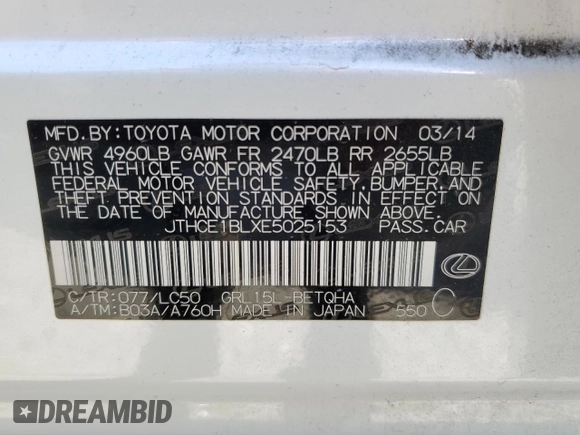 2014 Lexus GS 350 z VIN JTHCE1BLXE5025153, wystawiony jako Copart lot #80489974 z przebiegiem 124 897 mil mil oraz Szkoda całkowita • Salvage title. Historia ofert i sprzedaży dostępna na DreamBid. Obrazek 12.