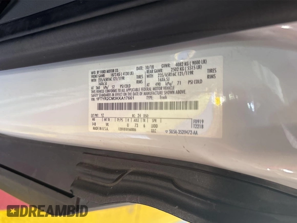 2019 Ford Transit с VIN 1FTYR2CM3KKA17661, выставлен на аукционе IAAI как лот 42778281 с пробегом 95 787 миль миль и . История ставок и продаж доступна на DreamBid. Изображение 7.