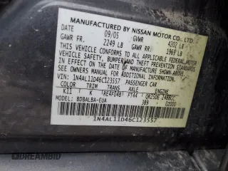2006 Nissan Altima S with VIN 1N4AL11D46C123557, listed as a Copart auction lot 54604555 with 132,985 mi miles and Salvage title. Bid and sale history available at DreamBid. Image 13.