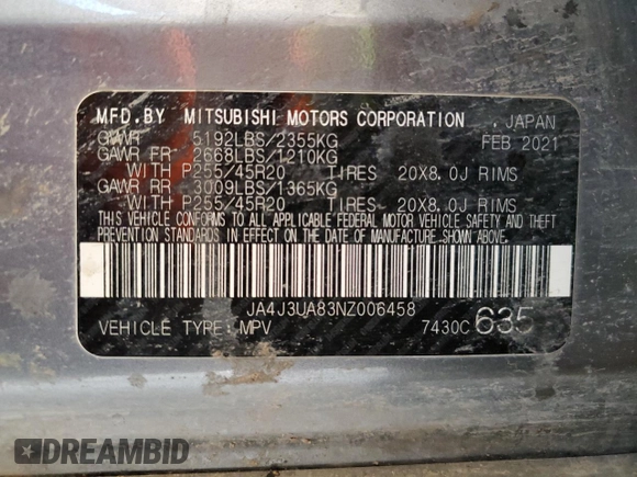 2022 Mitsubishi Outlander SE z VIN JA4J3UA83NZ006458, wystawiony jako Copart lot #51018605 z przebiegiem 77 731 mil mil oraz Szkoda całkowita • Salvage title. Historia ofert i sprzedaży dostępna na DreamBid. Obrazek 15.