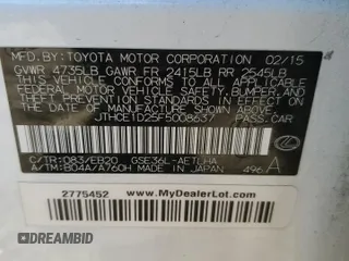 2015 Lexus IS 350 with VIN JTHCE1D25F5008637, listed as a Copart auction lot 87284284 with 95,713 mi miles and Salvage Title. Bid and sale history available at DreamBid. Image 12.
