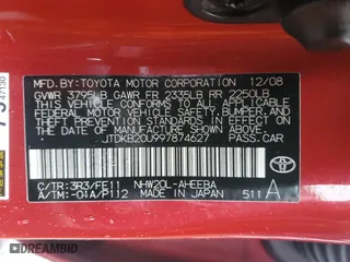 2009 Toyota Prius with VIN JTDKB20U997874627, listed as a Copart auction lot 49337595 with 202,251 mi miles and Salvage Title. Bid and sale history available at carsss.com. Image 12.
