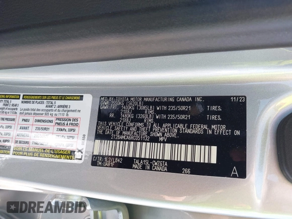 2024 Lexus RX 350 с VIN 2T2BAMCA6RC051132, выставлен на аукционе IAAI как лот 42041155 с пробегом 10 987 миль миль и . История ставок и продаж доступна на DreamBid. Изображение 9.