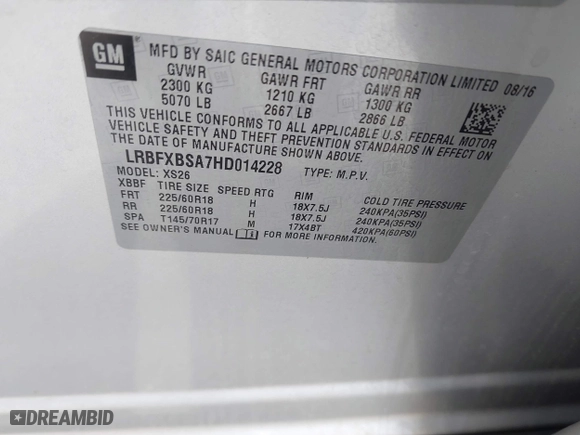 2017 Buick Envision Essence with VIN LRBFXBSA7HD014228, listed as a IAAI auction lot 41837640 with 150,754 mi miles. Bid and sale history available at carsss.com. Image 9.