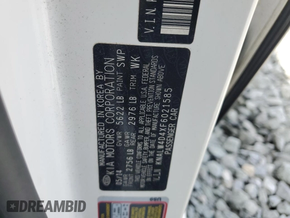 2015 Kia K900 Luxury with VIN KNALW4D4XF6021585, listed as a Copart auction lot 51303275 with 57,123 mi miles and Salvage title. Bid and sale history available at DreamBid. Image 14.