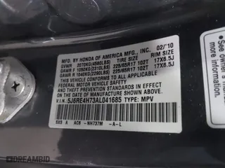 2010 Honda CR-V EX-L with VIN 5J6RE4H73AL041685, listed as a IAAI auction lot 41692098 with 113,890 mi miles. Bid and sale history available at carsss.com. Image 9.