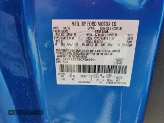 2012 Ford F-150 XL with VIN 1FTFX1ET5CFB49911, listed as a Copart auction lot 43584275 with 73,118 mi miles and Salvage Title. Bid and sale history available at carsss.com. Image 14.