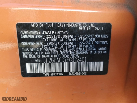 2014 Subaru XV Crosstrek Premium with VIN JF2GPACC7EG322401, listed as a Copart auction lot 86399334 with 76,123 mi miles and Salvage Title. Bid and sale history available at carsss.com. Image 12.