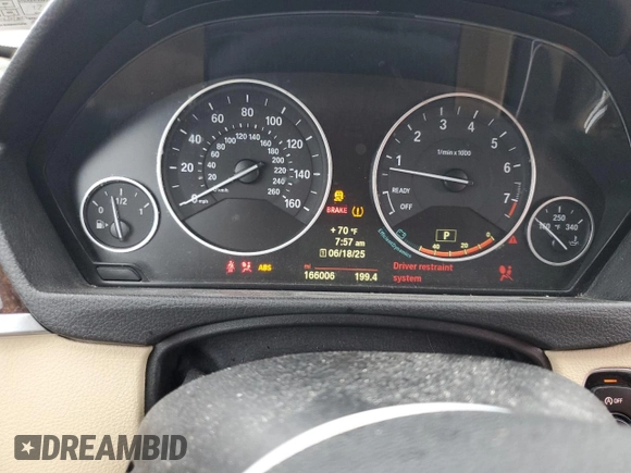 2014 BMW 3 Series 328i with VIN WBA3C1C50EK116423, listed as a Copart auction lot 61422515 with 166,006 mi miles and Salvage title. Bid and sale history available at DreamBid. Image 9.