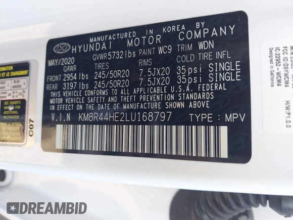 2020 Hyundai Palisade SEL z VIN KM8R44HE2LU168797, wystawiony jako IAAI lot #41871394 z przebiegiem 69 819 mil mil oraz . Historia ofert i sprzedaży dostępna na DreamBid. Obrazek 9.