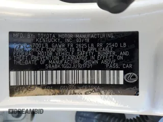 2018 Lexus ES with VIN 58ABK1GG2JU101731, listed as a Copart auction lot 44464755 with 81,292 mi miles and Salvage Title. Bid and sale history available at carsss.com. Image 14.